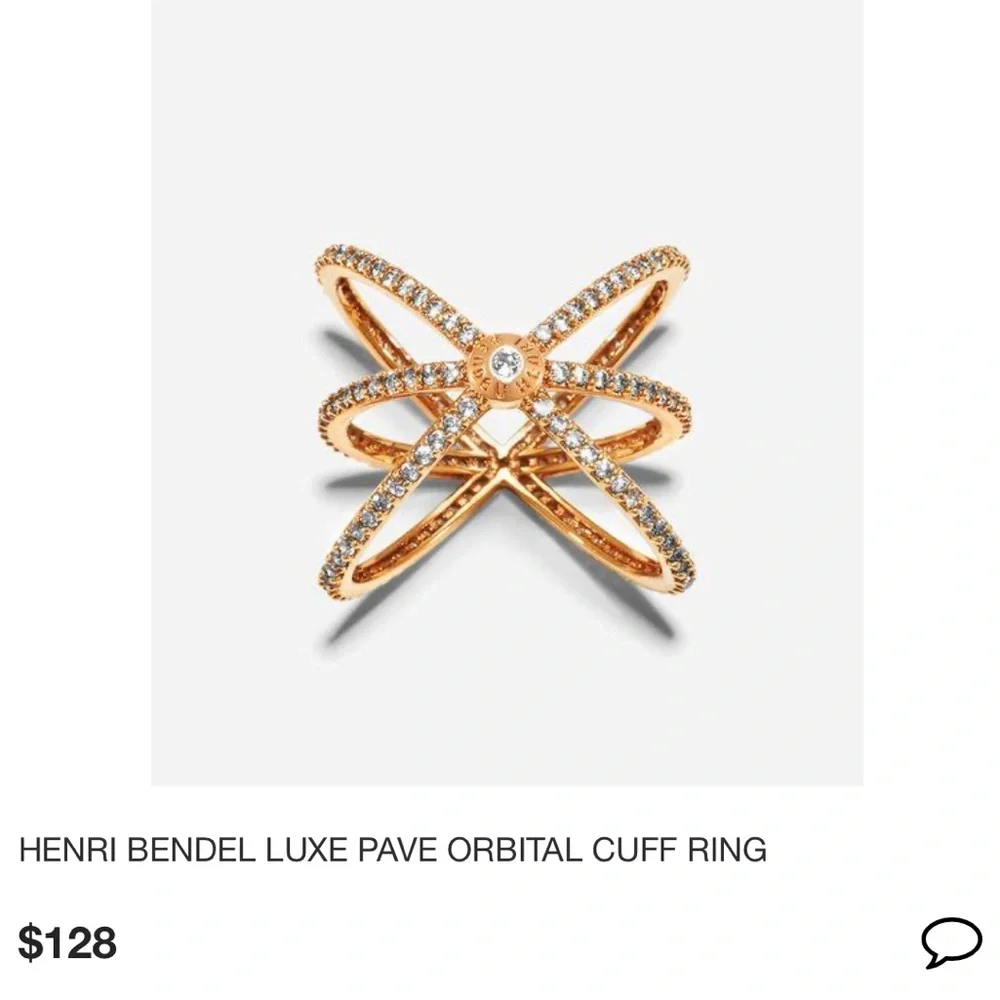 Henri Bendel Luxe Pave Orbital Cuff Ring Rose Gold size 7